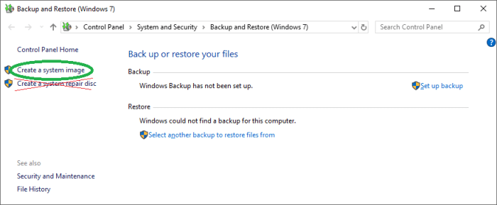Backup and Restore Windows 7