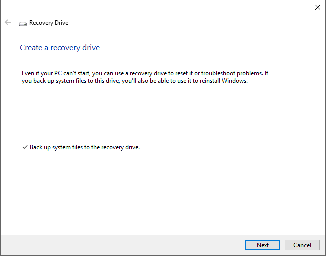Create a recovery drive