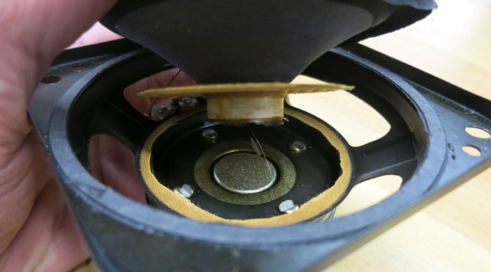 Speaker cone lifted