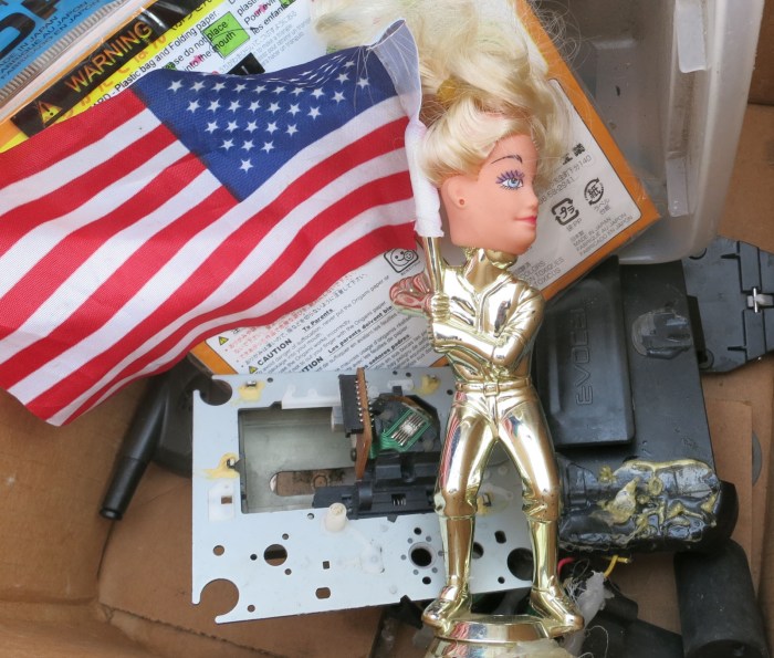 Barbie head baseball flag thing