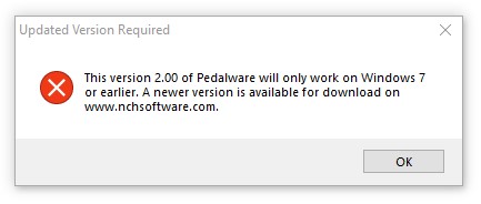 Pedalware needs Windows 7 or earlier