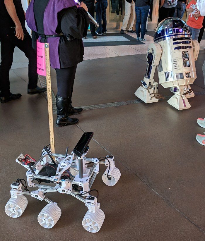 Yuris Night 2019 03 - Sawppy and R2-D2