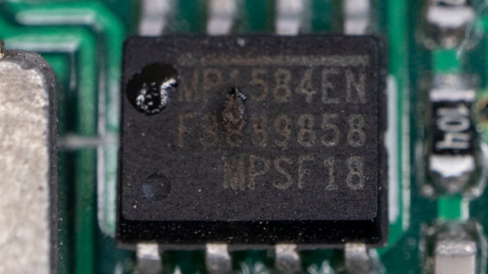 MP1584EN chip with melted hole