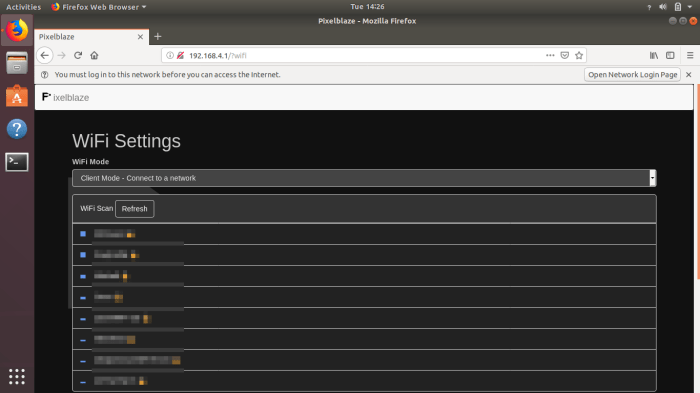 Pixelblaze network connect