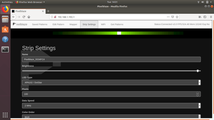 Pixelblaze Strip Settings