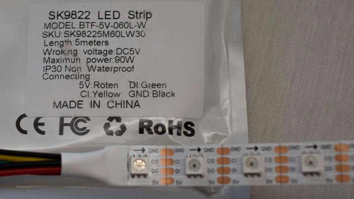 SK9822 5m60 LED strip wires
