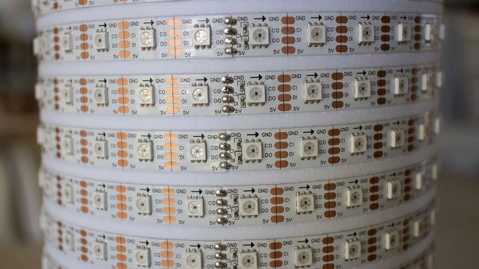 LED strip helix soldered joints