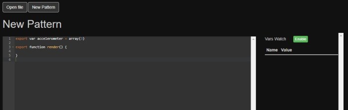 Pixelblaze vars watch accelerometer disabled